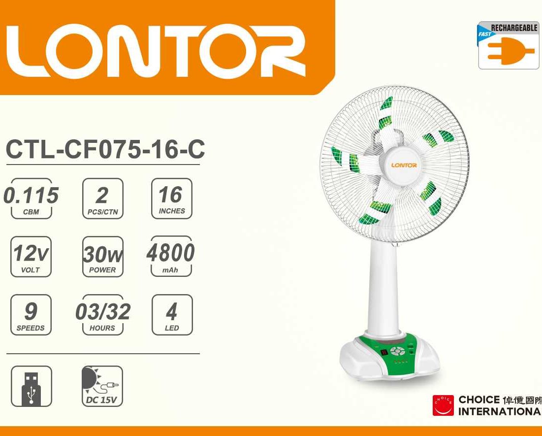 Lontor Rechargeable Table Fan ACCERON